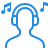 Silhouette listening to music icon